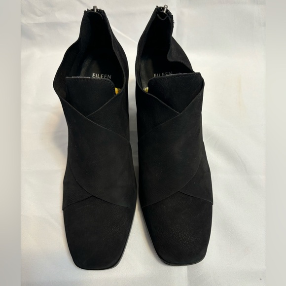 Eileen Fisher Black Suede Heeled Ankle Boots Women’s Size 8